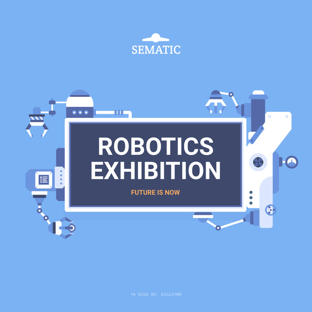 Ontwerpsjabloon van Instagram AD van Robotics Exhibition Ad Automated Production Line