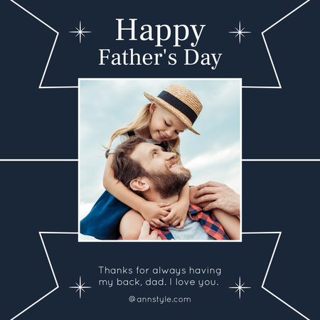 Greetings on Father's Day with Cute Daughter with Dad Instagram Design Template