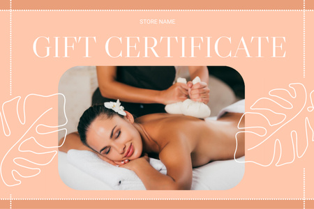 Herbal Ball Compress Massage Offer Gift Certificate tervezősablon