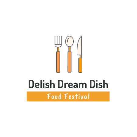 Food Festival Announcement with Tableware Logo tervezősablon