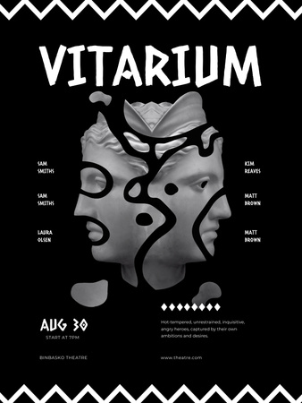 Platilla de diseño Vibrant Theatrical Show Announcement on Black Poster US