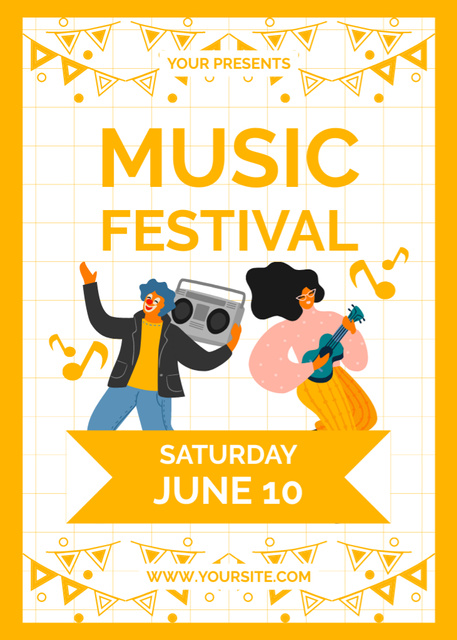 Fascinating Music Festival Announcement In Summer Flayer Design Template