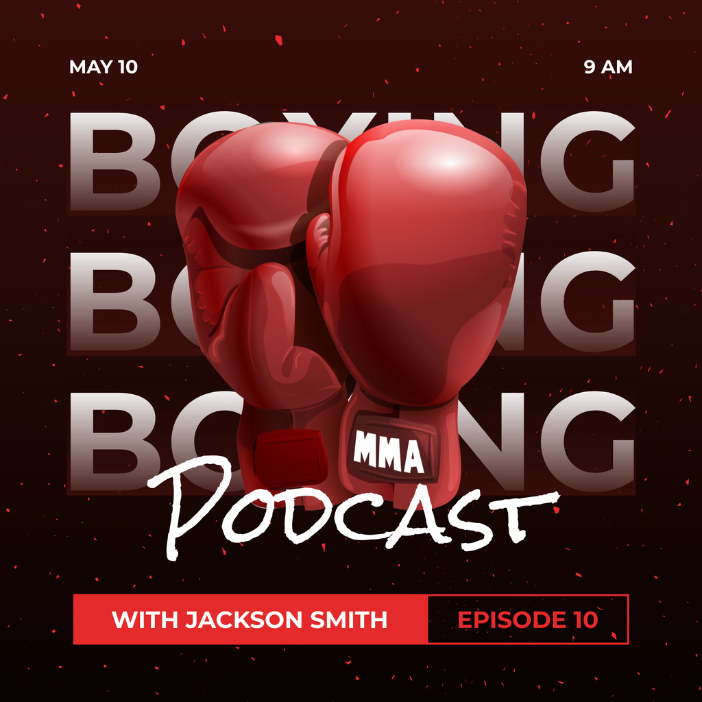 Mixed Martial Arts Talk With Guest Speaker Podcast Cover Design Template