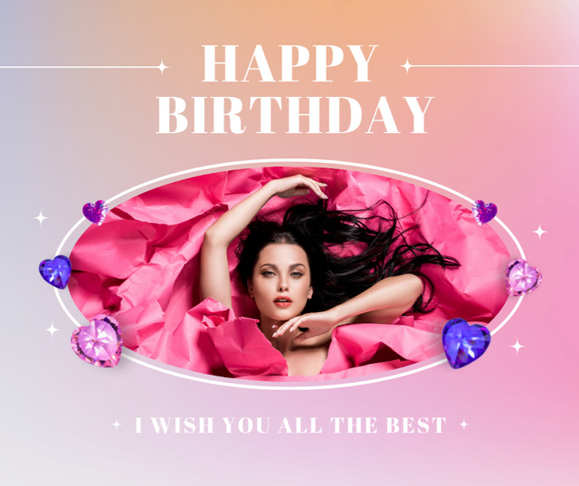 Best Birthday Wishes for Gorgeous Brunette Facebook Design Template