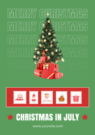 Christmas in July Cheers with Decorated Tree Flyer A4 Πρότυπο σχεδίασης