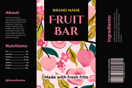 Pink and Black Tag for Fruit Bar Label Design Template