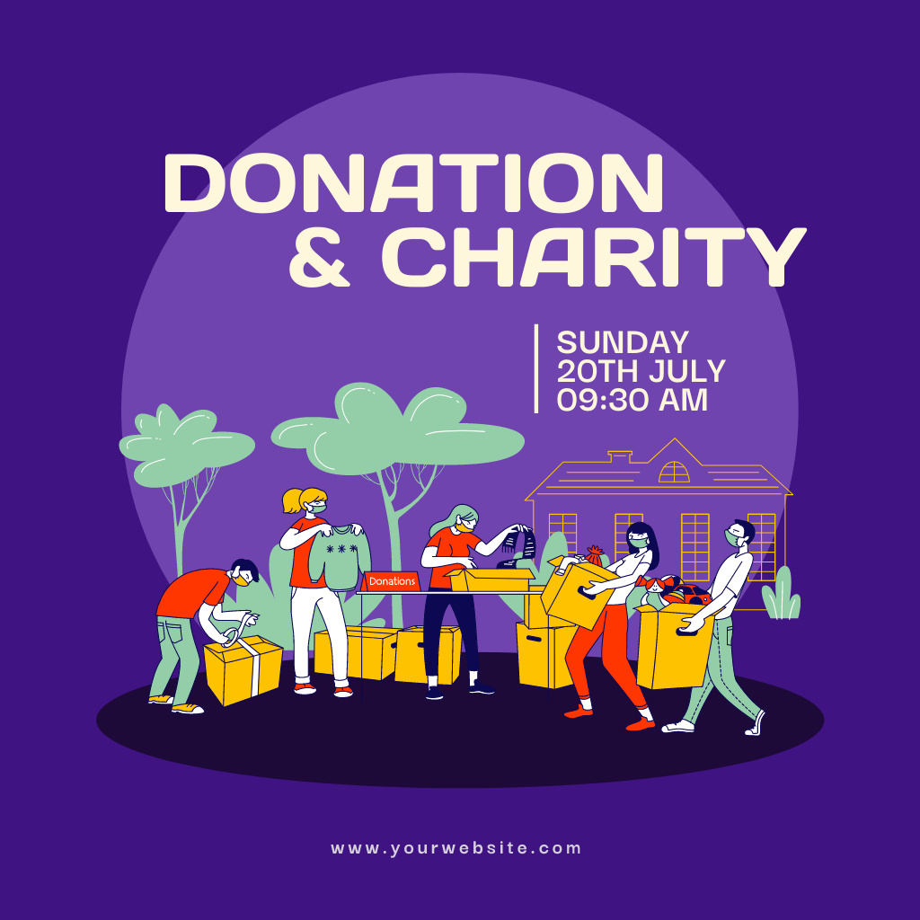  Sunday Charity Concept of Money Donating and Help Social media Design Template