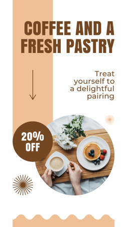 Mellow Coffee And Sweet Pancakes At Discounted Rates Offer Instagram Story Design Template