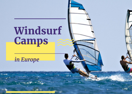 Windsurf Camps With Surfer in Ocean Postcard 5x7in Design Template