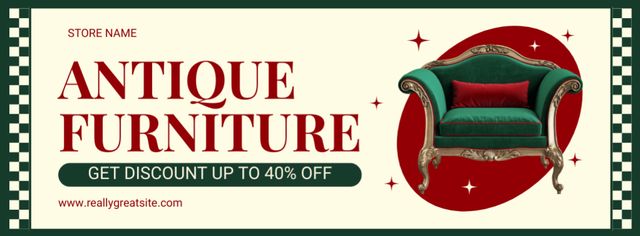 Antique Piece Of Furniture With Cushion At Reduced Price Offer Facebook cover – шаблон для дизайна