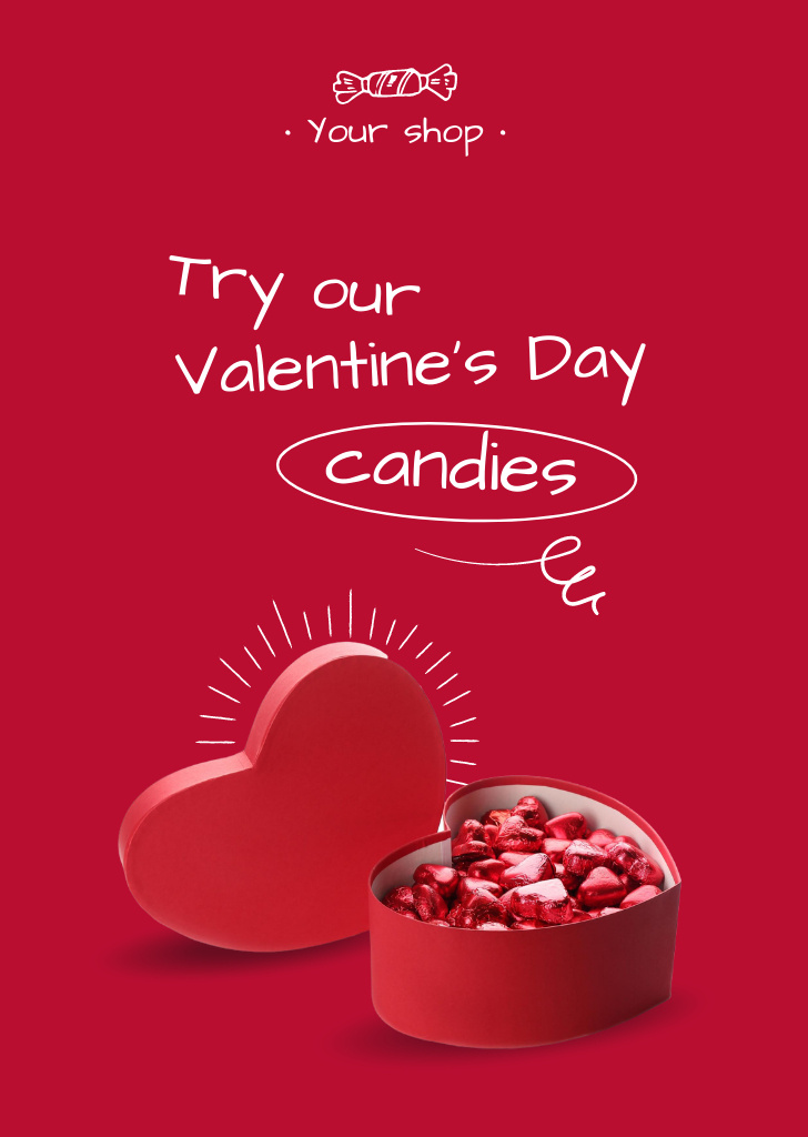 Plantilla de diseño de Valentine's Day Greeting With Candy Hearts Postcard A6 Vertical 