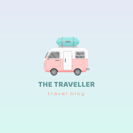 Travel Blog Ad with Bus Logo tervezősablon