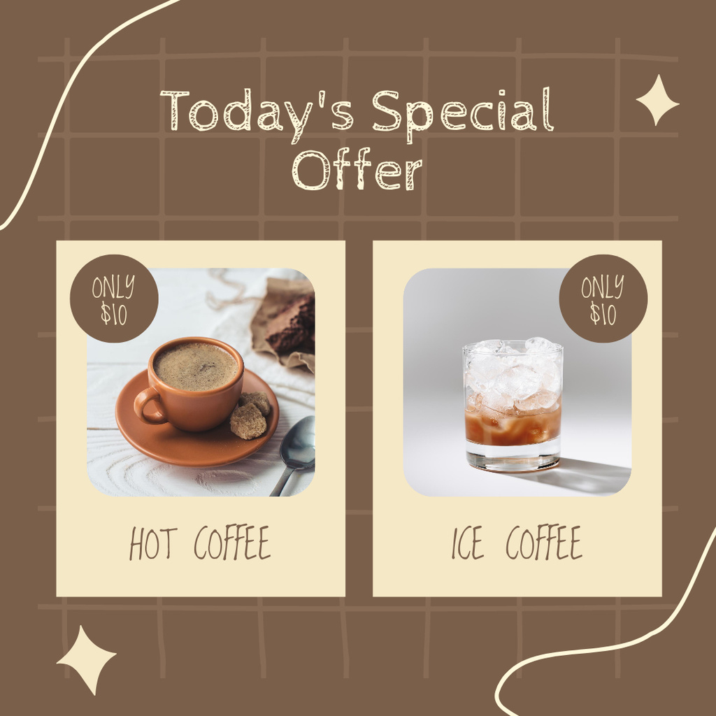 Designvorlage Ice and Hot Coffee Special Offer für Instagram
