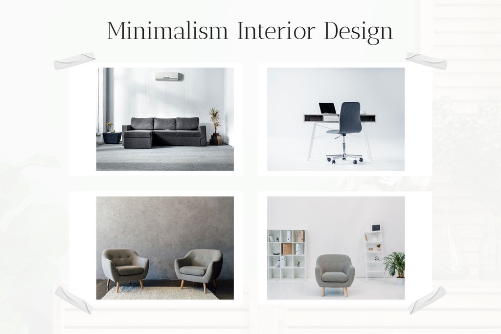 Platilla de diseño Inspiring Interior Design With Minimalism Style Mood Board