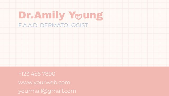Template di design Dermatologist Services Ad with Illustration of Doctor on Pink Business Card US