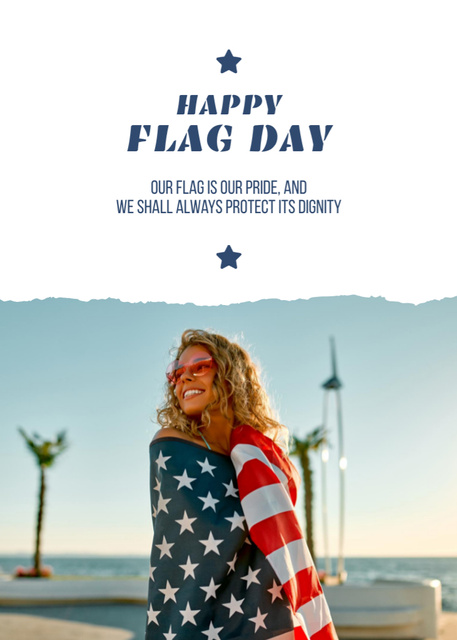 Flag Day Celebration With Quote Postcard 5x7in Vertical Design Template