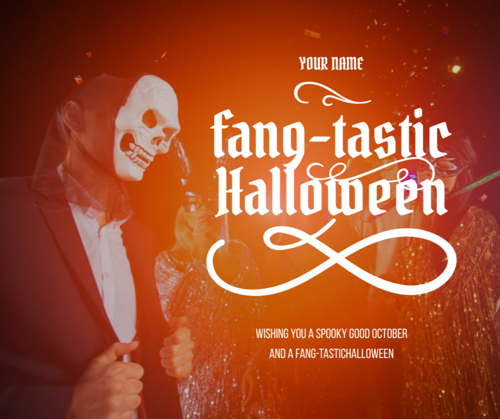 Halloween Holiday Greeting with Man in Costume Facebookデザインテンプレート