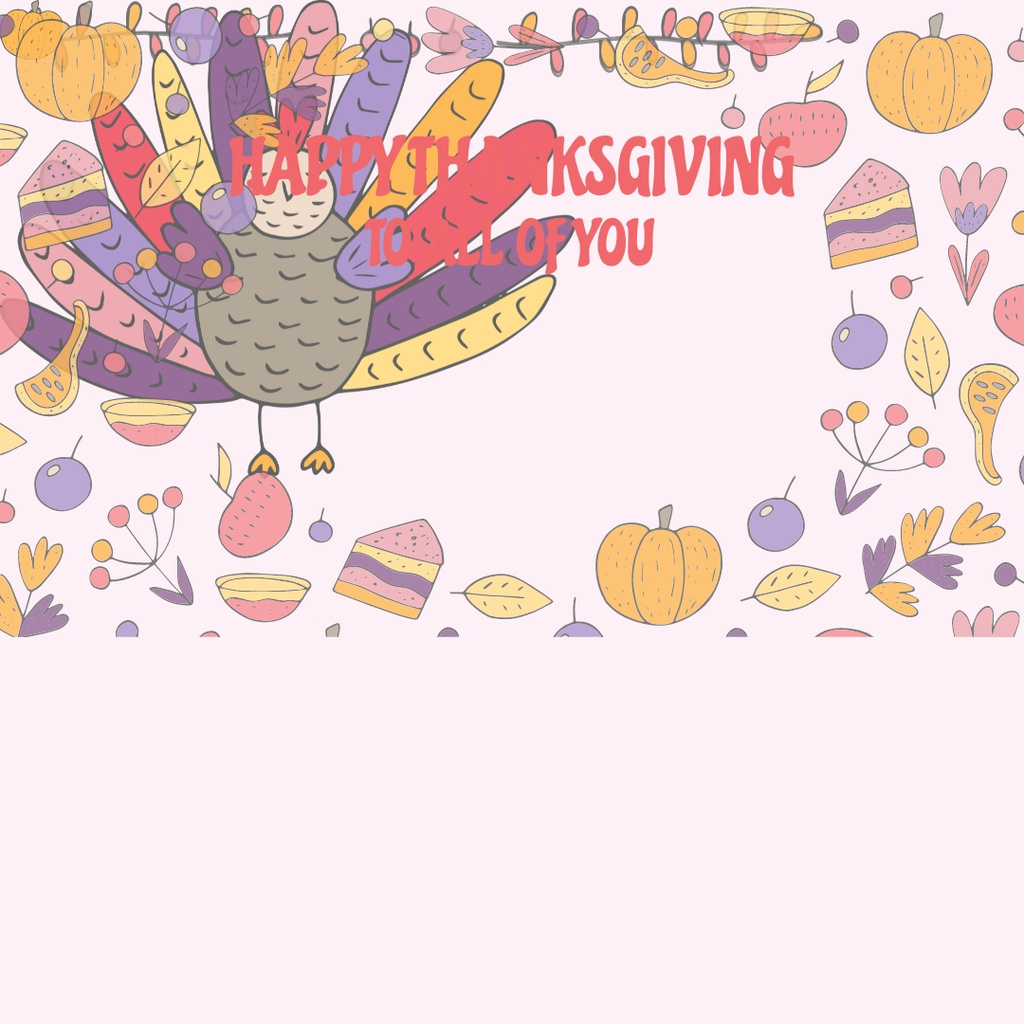 Designvorlage Thanksgiving day greeting with Colourful turkey für Instagram