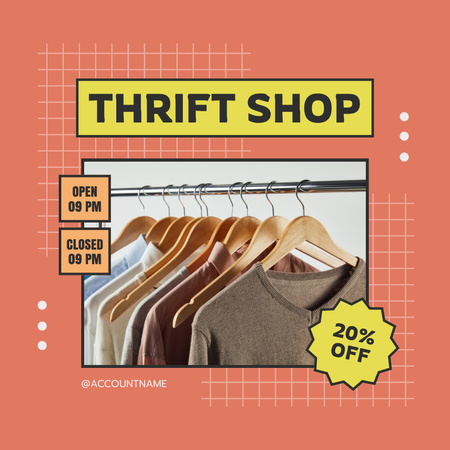 Pre-owned clothes on hangers orange Instagram AD – шаблон для дизайна