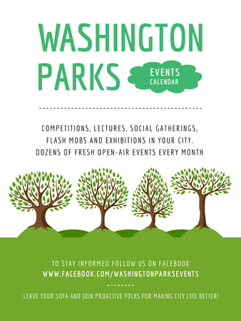 Park Event Announcement Green Trees Poster US Design Template