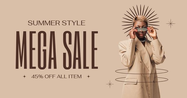 Summer Collection Sale with Stylish Woman Facebook ADデザインテンプレート
