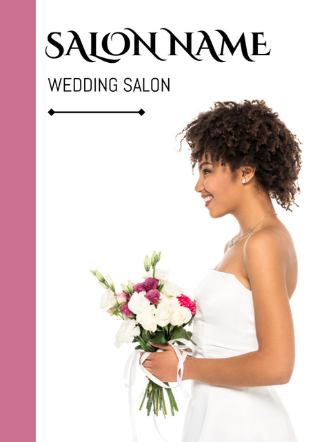Wedding Salon Ad with Beautiful African American Bride Flayer Design Template