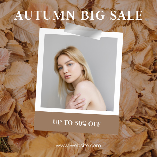 Designvorlage Fall Female Clothing Sale with Leaves für Instagram