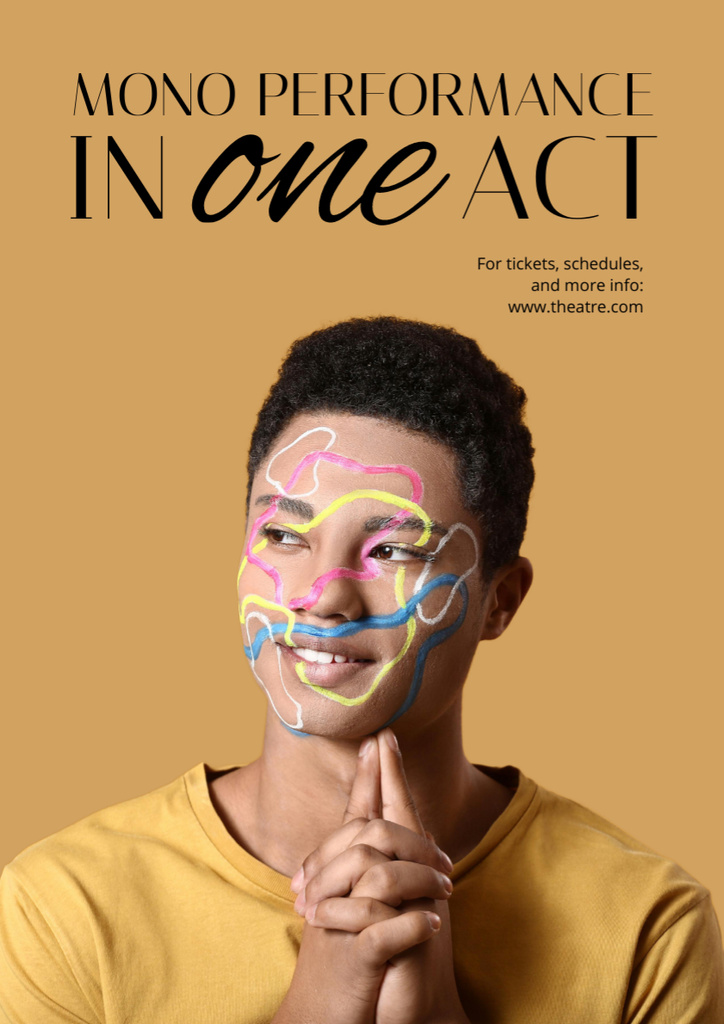 Modèle de visuel Theatrical Show Announcement with Man with Painted Face - Poster A3