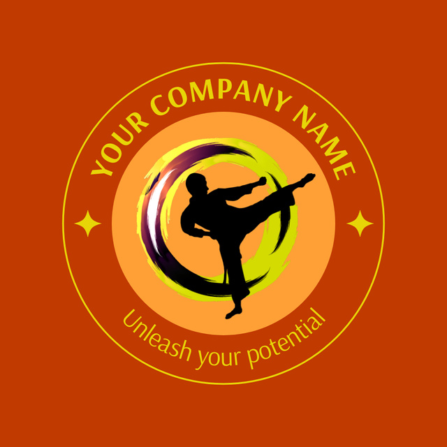 Platilla de diseño Best Martial Arts Academy With Slogan And Emblem Animated Logo
