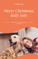 Celebrating Christmas in July with an Woman and Cute Dog