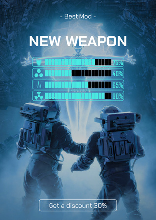 Designvorlage New Game Weapon Ad für Poster