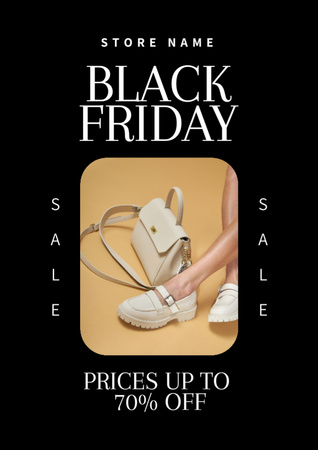 Template di design Female Shoes Sale on Black Friday Flyer A4