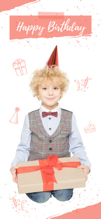 Plantilla de diseño de Birthday of Cute Little Boy with Gift Snapchat Moment Filter 