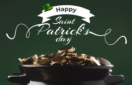 Ontwerpsjabloon van Thank You Card 5.5x8.5in van Happy St. Patrick's Day with Pot of Gold