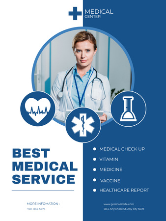 Platilla de diseño Best Medical Services Offer with Doctor Poster US