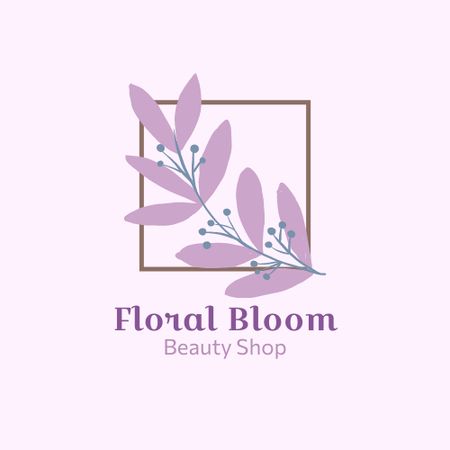 Floral Shop Emblem with Leaf Logo Design Template