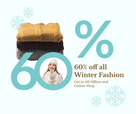 Winter Sale of Knitted Wear Facebook Design Template