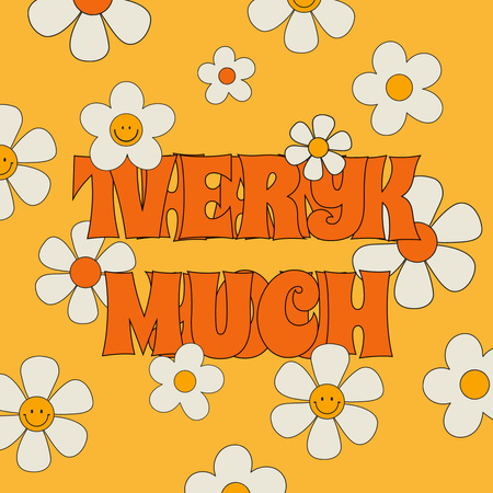 Thankful Phrase with Cute Flowers Animated Post Modelo de Design