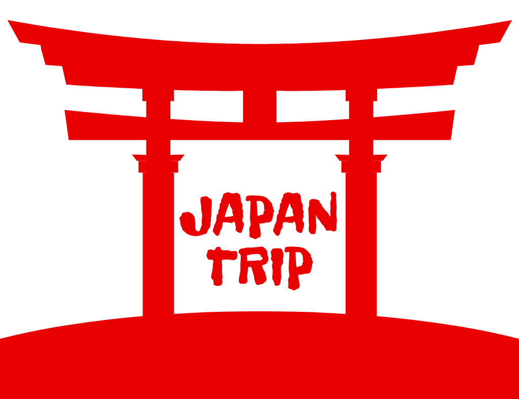 Plantilla de diseño de Offer of Trip to Japan on Simple Red and White Layout Thank You Card 5.5x4in Horizontal 
