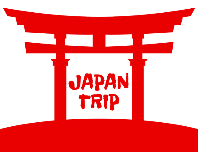 Platilla de diseño Offer of Trip to Japan on Simple Red and White Layout Thank You Card 5.5x4in Horizontal