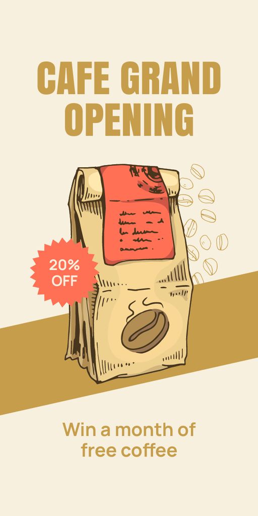 Cafe Grand Opening With Discount On Ground Coffee Graphic Design Template