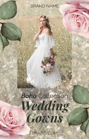 Designvorlage Schöne junge Braut im Hochzeitskleid auf dem Feld für IGTV Cover