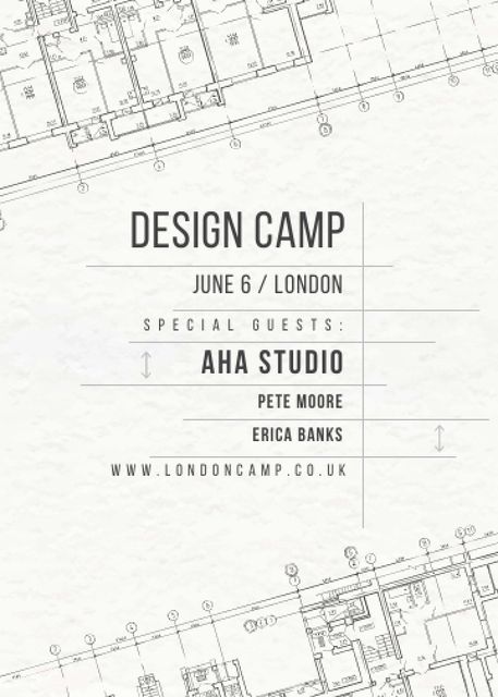 Design camp announcement on blueprint Invitation Design Template