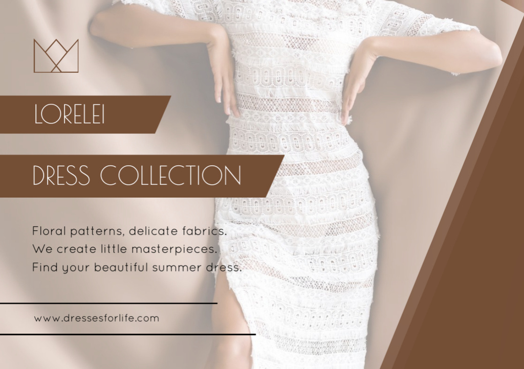 Fashion Ad with Woman in Dress Flyer A5 Horizontal Modelo de Design