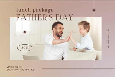 Happy Father Giving High Five to His Son Gift Certificate Design Template