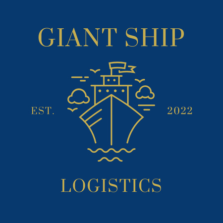Template di design emblema della compagnia di trasporto marittimo con la nave Logo