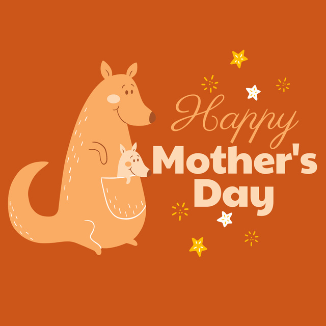 Mother's Day Greeting with Cute Kangaroos Instagramデザインテンプレート