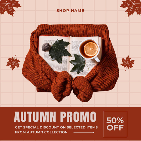 Promoção de outono com oferta de descontos Instagram AD Modelo de Design