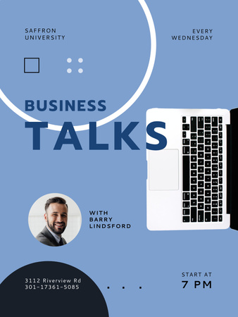 Designvorlage Business Talk Announcement with Confident Businessman für Poster 36x48in