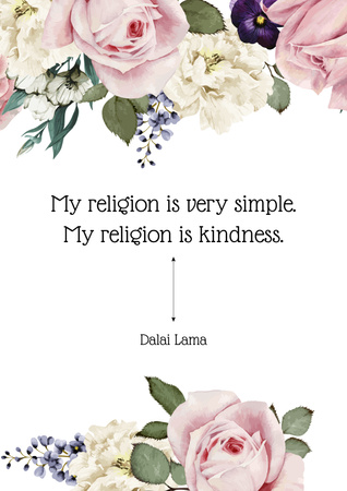 Inspiráló idézet a vallásról rózsavirágokkal Poster tervezősablon